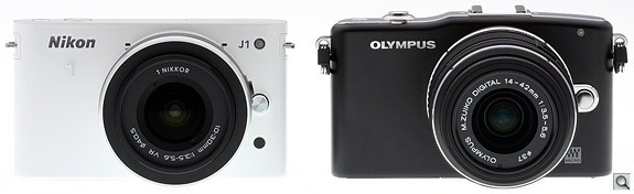 Nikon J1 vs Olympus E-PM1 Front