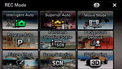 Sony TX200V menu system