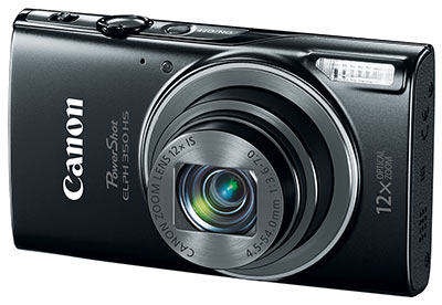 Canon ELPH 350 HS review -- front quarter view
