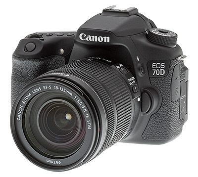 Canon 70D review -- Front quarter view