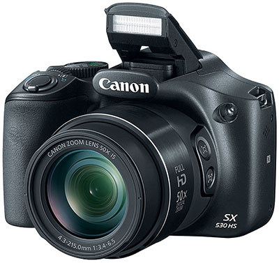 Canon SX530 Review -- 3/4 view with flash