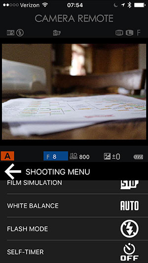 Fujifilm X70 Review: Field Test -- Wireless App Screenshot