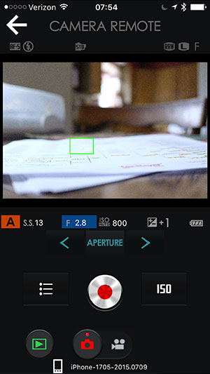 Fujifilm X70 Review: Field Test -- Wireless App Screenshot