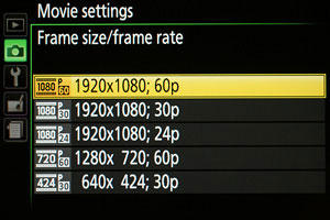 Nikon D3300 Review -- Movie framerates