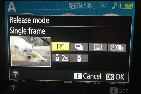 Nikon D3300 Review -- Release mode menu