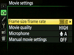 Nikon D5200 Review: Movie Settings Menu