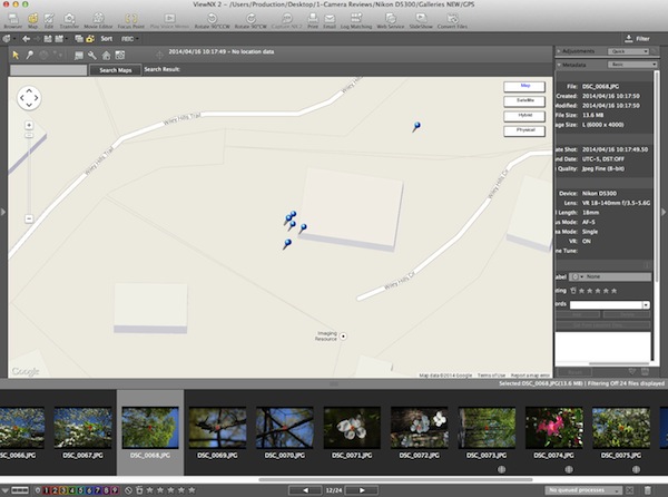 Nikon D5300 Review -- View NX 2 GPS map view