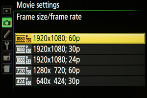 Nikon D5300 -- Movie menu