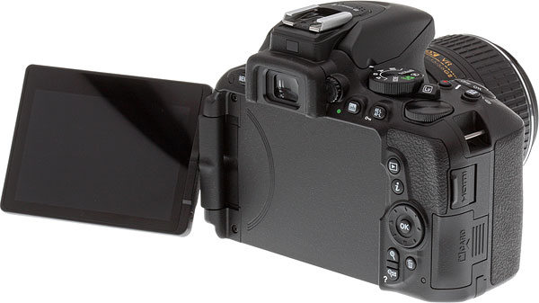Nikon D5500 Review -- Rear 3/4 view with LCD extended