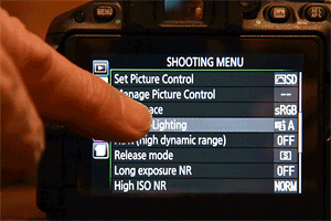 Nikon D5500 Review -- Touch-screen being used to control the camera's menu system