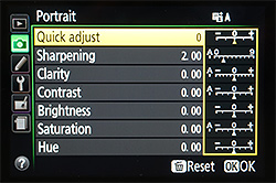Nikon D5500 Review - portrait menu