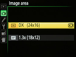Nikon D7100 crop mode menu 