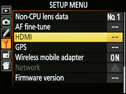 Nikon D7100 HDMI  menu 