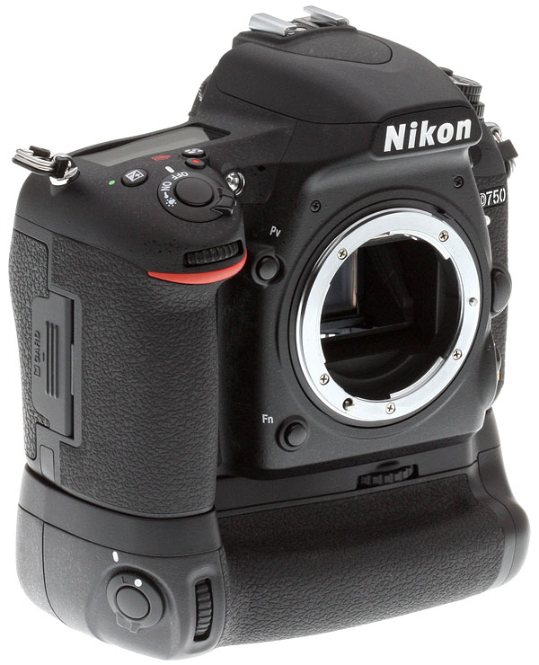 Nikon D750 review -- right view with optional battery grip