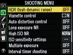 Nikon D800 Auto ISO menu