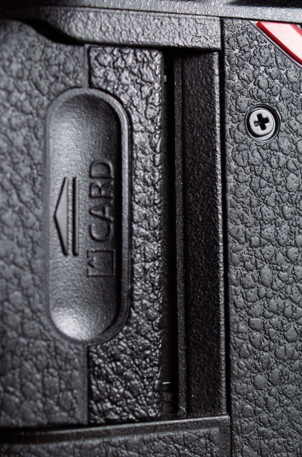 Nikon Z6 Review -- close-up of card compartment door exterior.