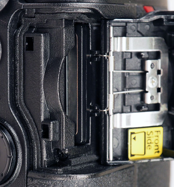 Nikon Z6 Review -- close-up of card compartment door interior.