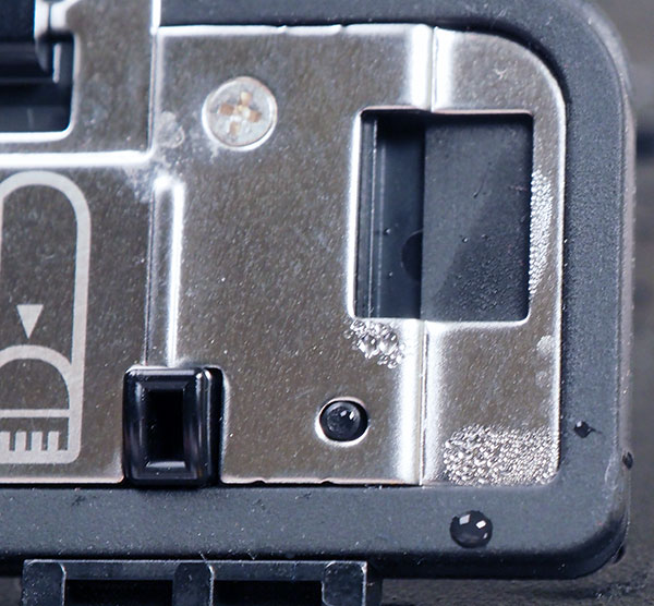 Nikon Z6 Review -- Extreme close-up of battery compartment door.