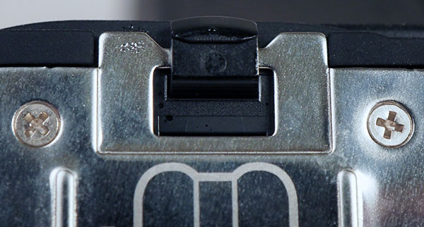 Nikon Z6 Review -- Extreme close-up of battery compartment door.
