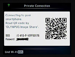 Olympus E-M10 Review - Wi-Fi QR Codes