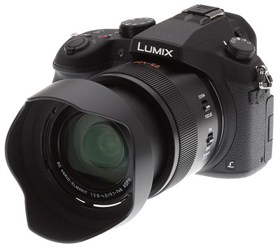 Panasonic FZ1000 Review -- front left with hood