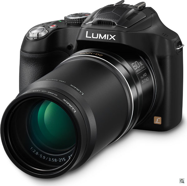 Panasonic FZ70 review -- front view with lens adapter