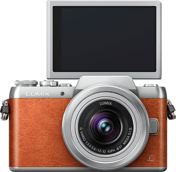 Panasonic GF8 Review -- Front view with LCD up