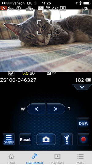 Panasonic ZS100 Review: Field Test -- Wireless App Screenshot