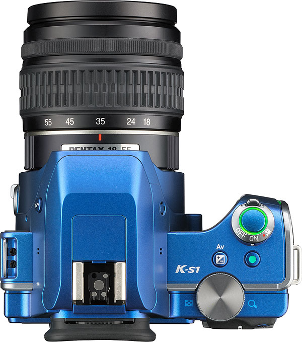 Pentax K-S1 Review -- front view, blue