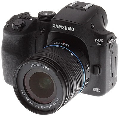 Samsung NX30 review -- three quarter from left view