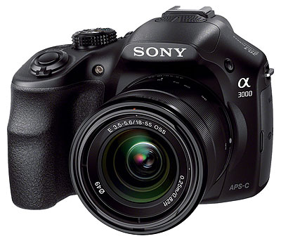 Sony A3000 Review -- 3/4 front view