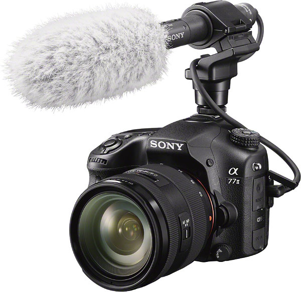 Sony A77 II Review -- Sony A77 II with external microphone