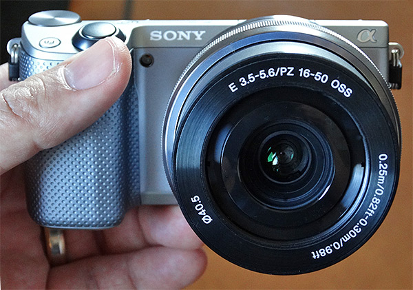 Sony NEX-5T Review -- In hand front view