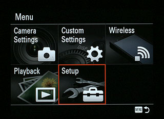 Sony RX10 Review -- top menu