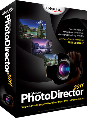 CyberLink's PhotoDirector 2011 product packaging. Rendering provided by CyberLink Corp. Click for a bigger picture!