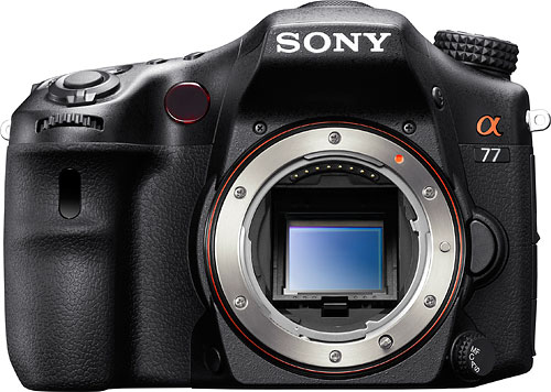 Sony's Alpha SLT-A77 Translucent Mirror interchangeable-lens digital camera. Photo provided by Sony Corp.