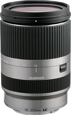 Tamron's 18-200mm Di III VC lens for Sony E-mount is available in both black and silver versions. Image provided by Tamron Co. Ltd. Click for a bigger picture!