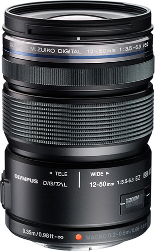 The Olympus M. Zuiko Digital ED 12-50mm f/3.5-6.3 EZ lens. Photo provided by Olympus Imaging America Inc.