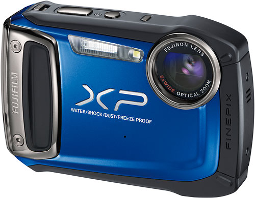 The Fuji XP100 is waterproof to 33 feet, and shockproof to 6.5 feet, and has a longer-lasting lithium-ion battery pack. Image provided by Fujifilm North America Corp. Click for a bigger picture!