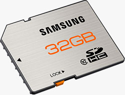Samsung's High Speed Series SD card, in its highest-available capacity. Photo provided by Samsung Electronics America, Inc. Click for a bigger picture!