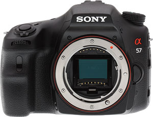 Sony's SLT-A57 Translucent Mirror camera. Copyright &copy; 2012, Imaging Resource. All rights reserved. Click for a bigger picture!