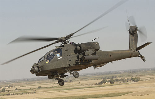 A United States Army AH-64D Apache helicopter, similar to those destroyed in a 2007 attack   said to have been enabled by geotagging information inadvertently shared online. Photo by Tech. Sgt. Andy Dunaway, courtesy of U.S. Army.