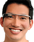 One of Google's software engineers showing off the Project Glass augmented-reality glasses. Photo provided by Google.