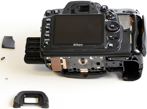 Nikon D7000 teardown. Photo copyright Â© 2012, Roger Cicala. Used by permission.
