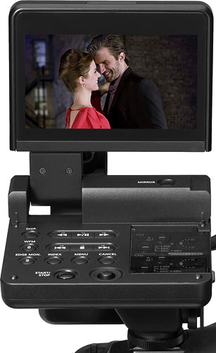 The Canon EOS C300 comes bundled with a removable control unit that includes a four-inch LCD panel. Image provided by Canon Inc. Click for a bigger picture!