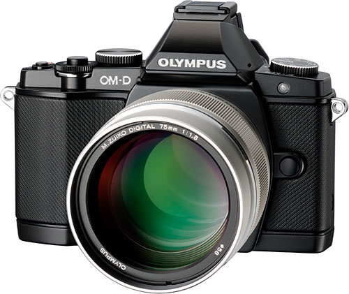 The Olympus M.ZUIKO DIGITAL ED 75mm f1.8 lens pairs nicely with the company's retro-styled OM-D E-M5 camera body. Photo provided by Olympus Corp.