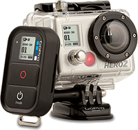 GoPro's HD Hero 2 camera with Wi-Fi BacPac and Wi-Fi Remote accessories. Photo provided by Woodman Labs.
