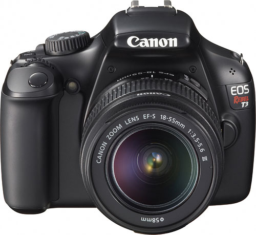 Canon's entry-level Rebel T3 digital SLR kit forms the base of Adorama's bundle. Photo provided by Canon.