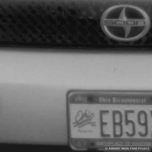 Even the finest writing on the license plate of the car at left can easily be discerned. Photo provided by Duke University.