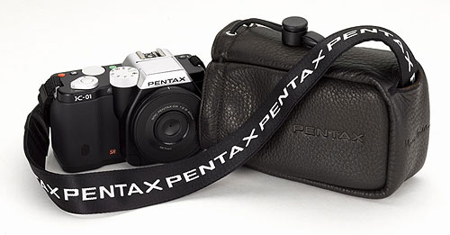 Pentax's O-CC120 camera pouch with the K-01 body. Photo provided by Pentax Ricoh Imaging Co. Ltd. Click for a bigger picture!